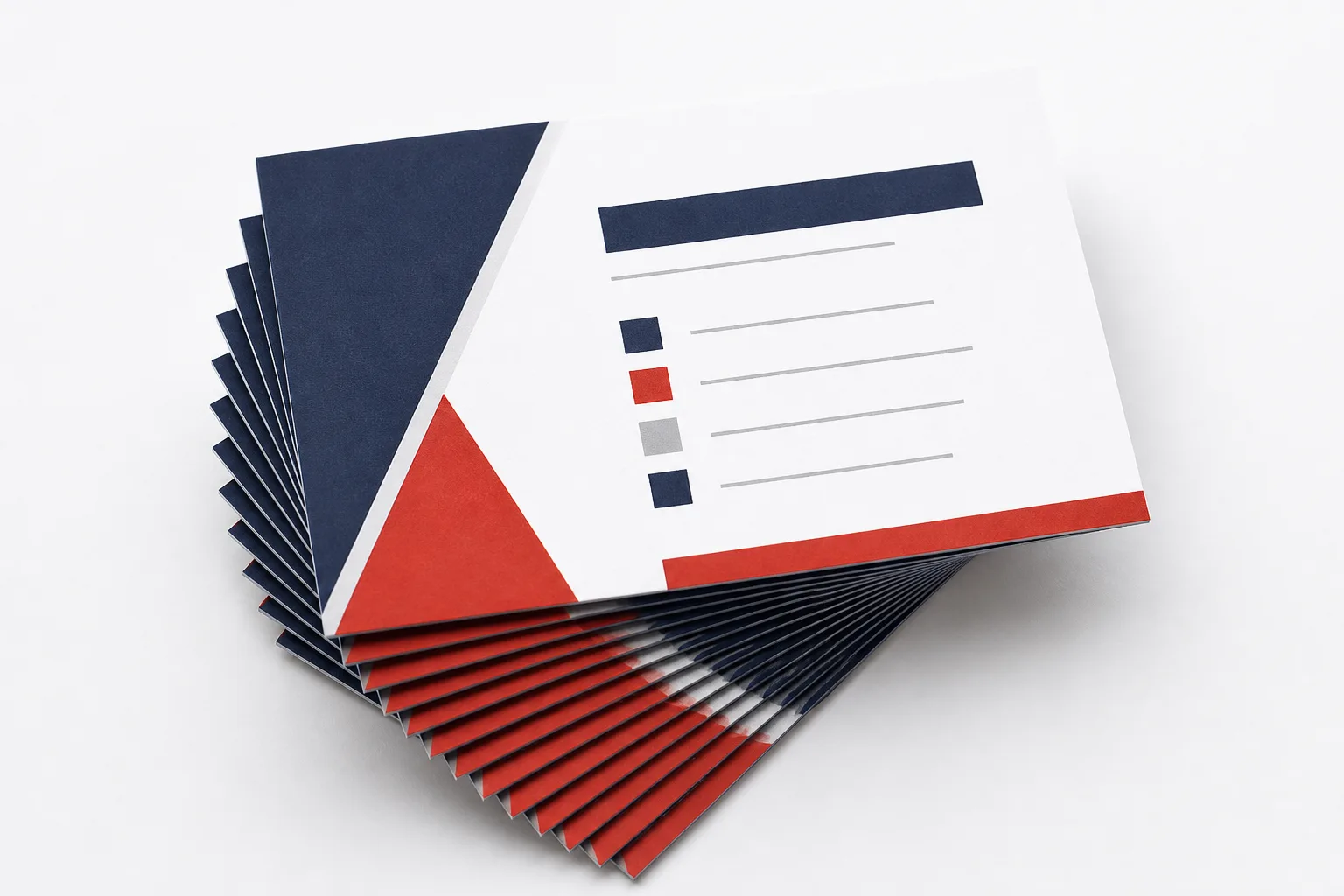 Fanned stack of matte-finish business cards.
